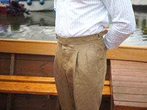 Double pleated linen trousers Gurkha line pants