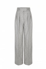Load image into Gallery viewer, Alessa Light Grey Flannel Wide Leg Trousers for Women - Front View