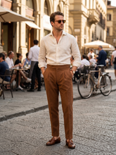 Load image into Gallery viewer, Sartorial Ghurka Seersucker Trousers – Rust