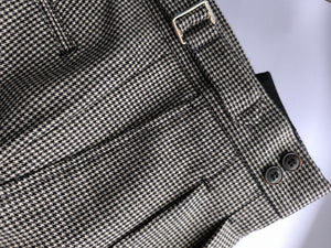 Double Pleated Flannel Trousers Black White Pied Poule