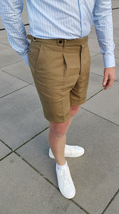 Pleated Linen Shorts Taupe