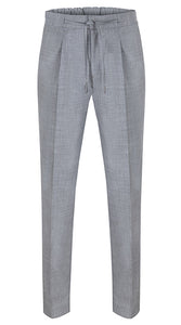 Drawstring Wool Trousers Light Grey