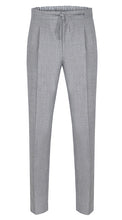 Load image into Gallery viewer, Drawstring Wool Trousers Light Grey Houndstooth