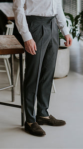Drawstring Wool Trousers Dark Grey