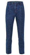 Load image into Gallery viewer, Single Pleated Denim Trousers Blue