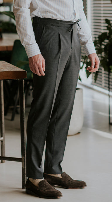 Drawstring Wool Trousers Dark Grey – BENEVENTO