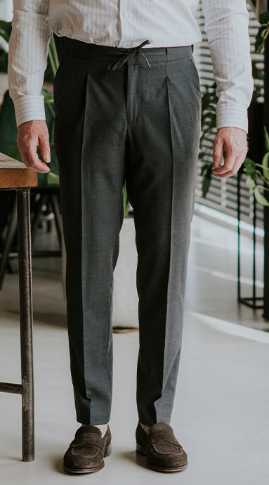 Drawstring Wool Trousers Dark Grey – BENEVENTO