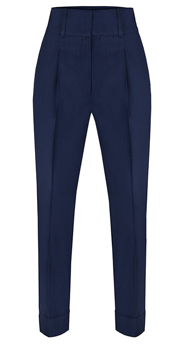 Gia High Rise Wool Trousers Navy