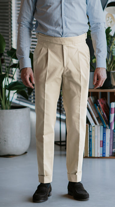 Gurkha Trousers Cotton Twill Cream