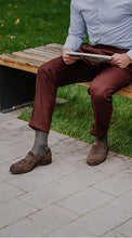 Load image into Gallery viewer, Double Pleated Flannel Trousers Burgundy