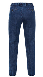Single Pleated Denim Trousers Blue
