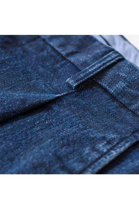 Einzelne plissierte Jeanshose in Blau