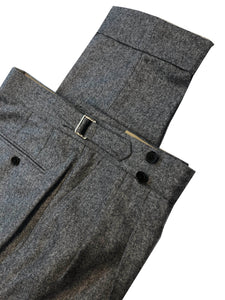 Double Pleated Flannel Trousers Grey