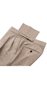 Double Pleated Flannel Trousers Beige