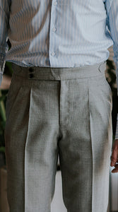 Sartorial Wool Trousers Light Grey Houndstooth