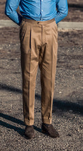 Load image into Gallery viewer, Double Pleated Cotton Trousers Taupe