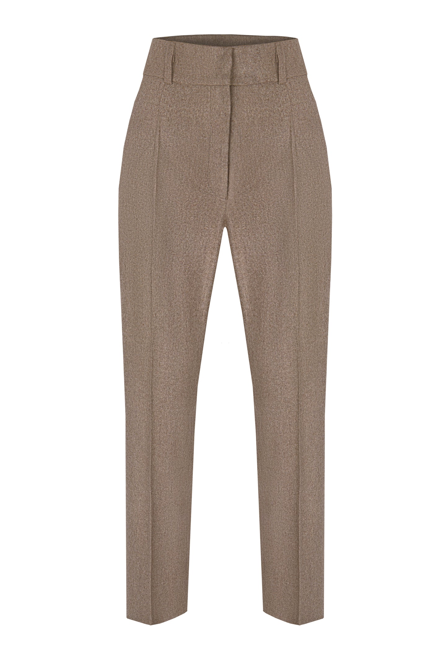 Gia High Rise Flannel Trousers Beige