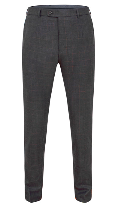 Cesare Fit Wool Trousers Graphite-Brown Overcheck